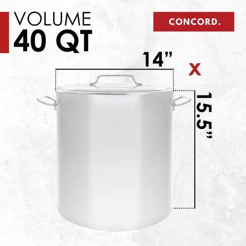 40 Quart Stainless Steel Stock Pot with Lid - Commercial Heavy Duty Cooking