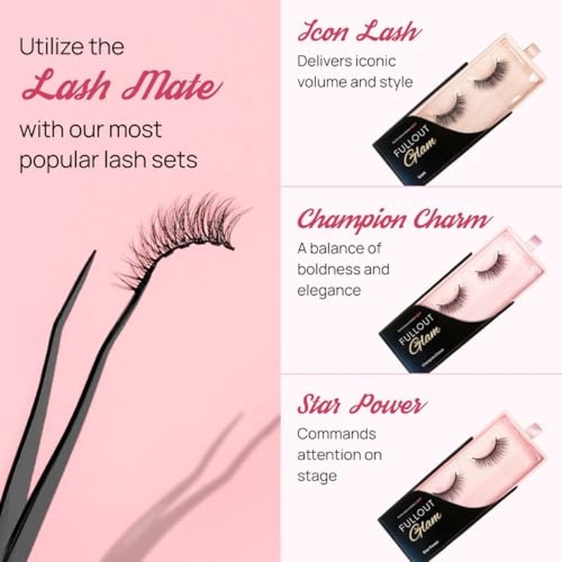 Full Out Glam LashMate Lash Applicator Tool - Precision Eyelash Tweezers for Magnetic Eylashes, Clusters, and Extensions - Soft-Touch Tips, Liner-Safe, Pinch-Free