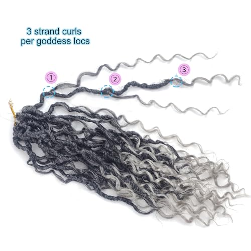 Saisifen Boho Crochet Hair Locs Ombre Grey 14 Inch for Black Women