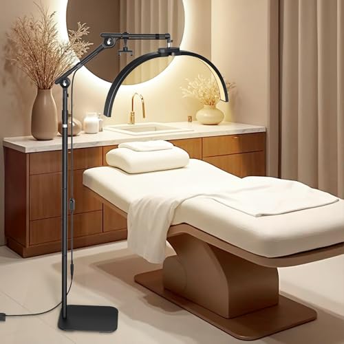 Foldable Floor LED Lamp for Eyelash Extensions - Half Moon Lash Light Black