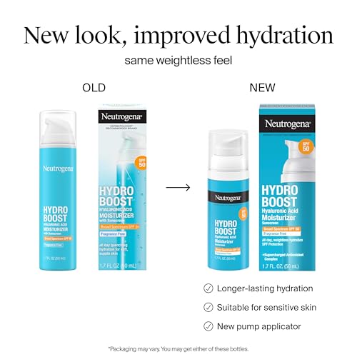 Neutrogena Hydro Boost SPF 50 Face Moisturizer with Hyaluronic Acid, Pack of 2