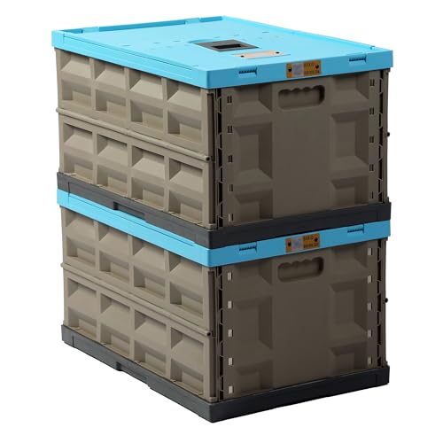 Heavy Duty Collapsible Storage Bins - 45L Blue Pack of 2