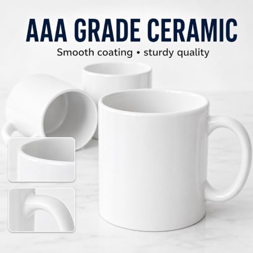 11oz Sublimation Coffee Mugs - 36 Pack White Blank Ceramic Cups with Individual Boxes
