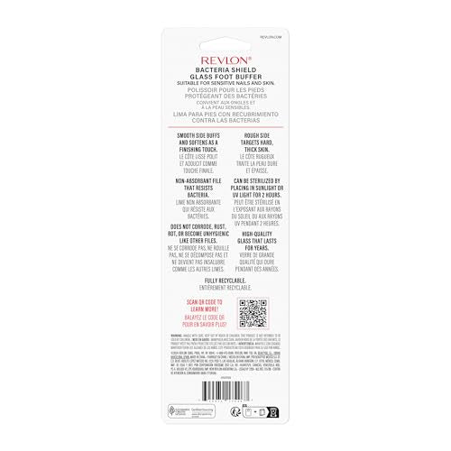 Revlon Glass Foot File and Buffer, Pedicure Tool, Callus and Dead Skin Remover, 1 count
