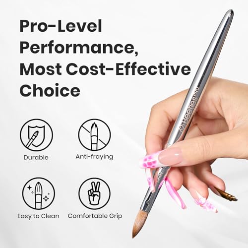 Beetles Pro Acrylic Nail Brush C-Silver-2 - Kolinsky Nail Art Tool, Professional