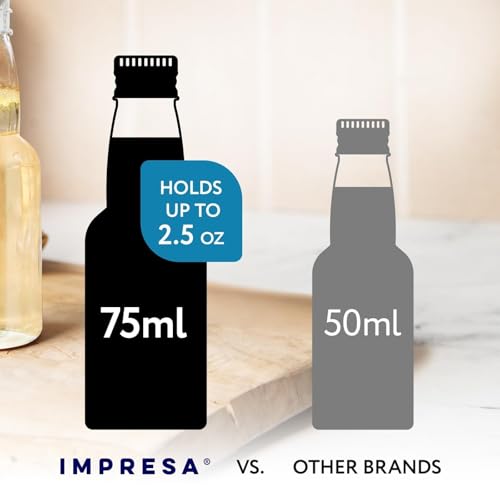 IMPRESA Mini Plastic Bottles - 75ml (2.5oz), Clear, 50-Pack - Liquor Containers with Airtight Caps, Reusable & Dishwasher Safe