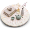 18 Inch Mother of Pearl Lazy Susan for Table Top - Cream Sunlight Variation