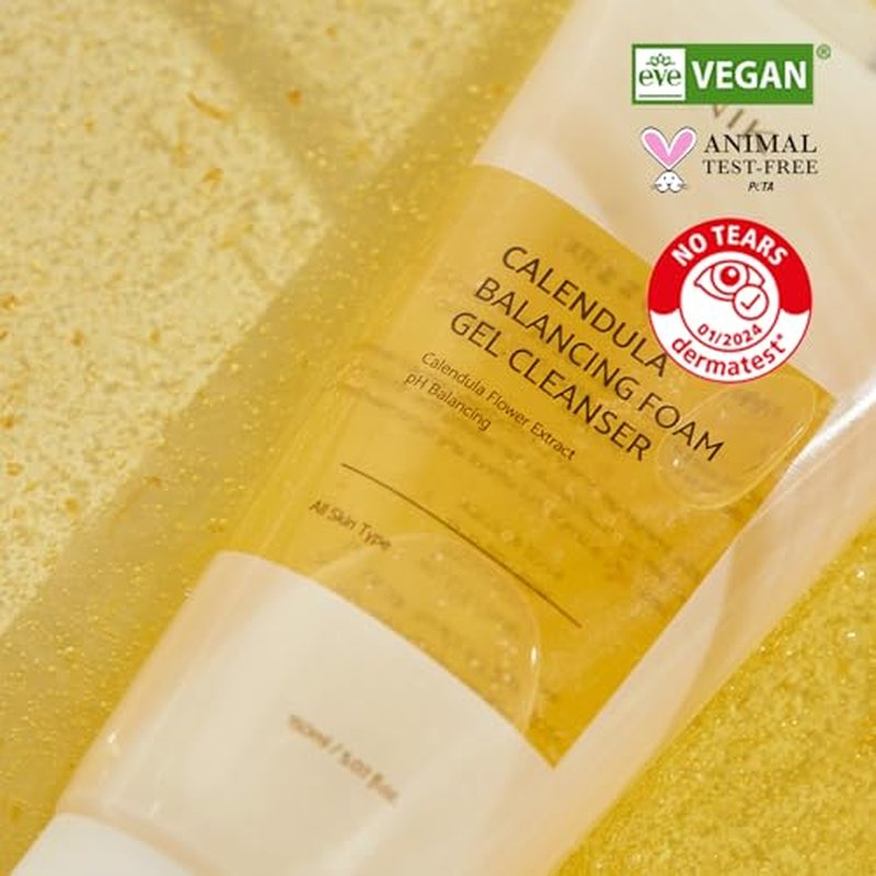 IUNIK Low pH Calendula Balancing Foam Gel Cleanser for All Skin Types ? Face Wash with Centella Asiatica & Beta Glucan ? Gentle Hydrating Mild Facial Cleanser 5.07 Fl. Oz. Korean Skincare
