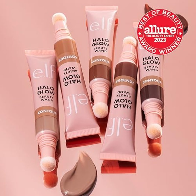 e.l.f. Halo Glow Contour Beauty Wand, Liquid Contour Wand For A Naturally Sculpted Look, Buildable Formula, Vegan & Cruelty-free, Deep/Rich