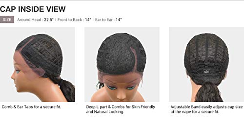 Synthetic Lace Front Wig with Crimped Hair 16 Inch - Off Black (1B) Variation