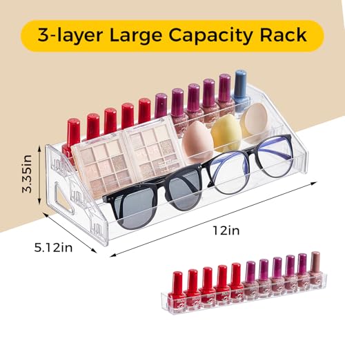 Acrylic Nail Polish Organizer Rack 3 Tiers Clear Storage Stand for Cosmetics