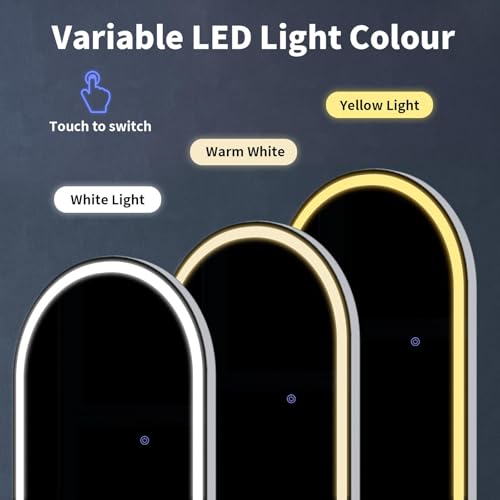 White LED Arched Full Length Mirror 56x21 with Dimmable Lights