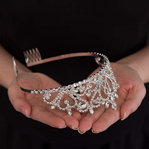 Ella Celebration 21st Birthday Tiara - Silver Heart Crown Party Accessory