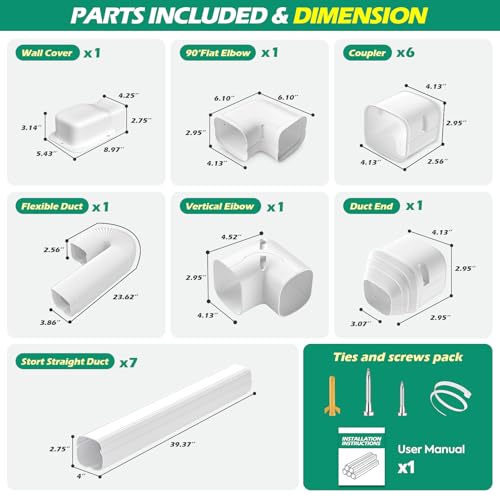 4 Inch 26 Ft Mini Split Line Set Cover AC Pipe Cover Line Hide Kit - Easy DIY