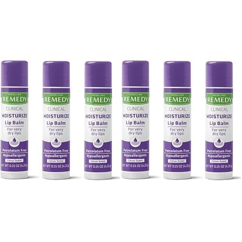 Medline Remedy Clinical Lip Balm, Citrus Scent, Moisturizing, Hydrating, Nourish, Nutrient Rich, Soothing Natural Oils, Revitalize, Comforting, Skin Conditioners, 0.15 oz Stick (Pack of 6)
