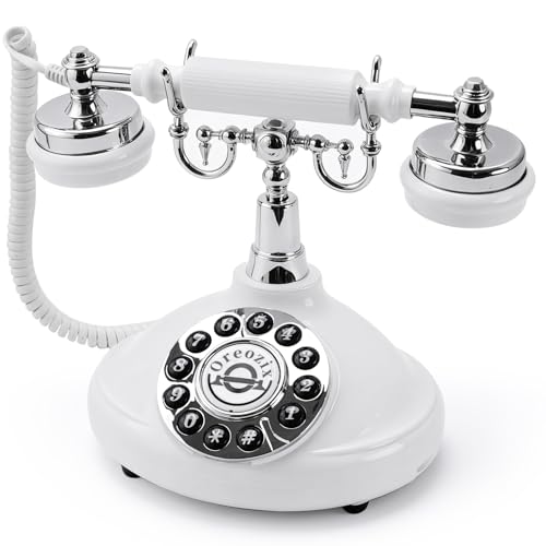 Oreozix Ivory White Retro Telephone Voice Recorder Wedding Guest Book with Custom Greeting