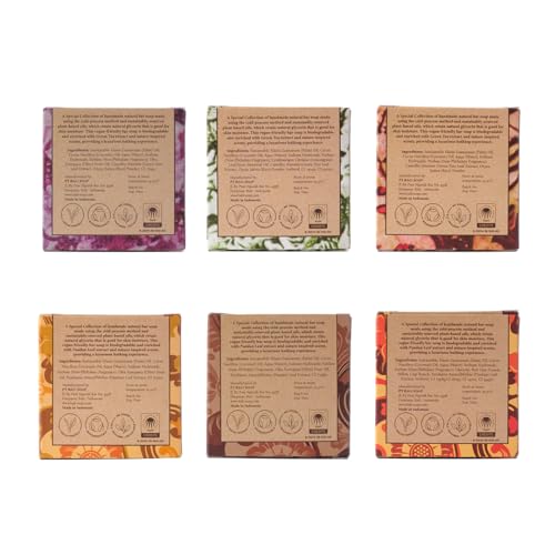 Natural Hand & Body Soap Set - Bali Soap 6 Pack with Jasmine, Lemongrass, Ginger, Magnolia, Papaya & Sandalwood - 3.5 Ounce Bars