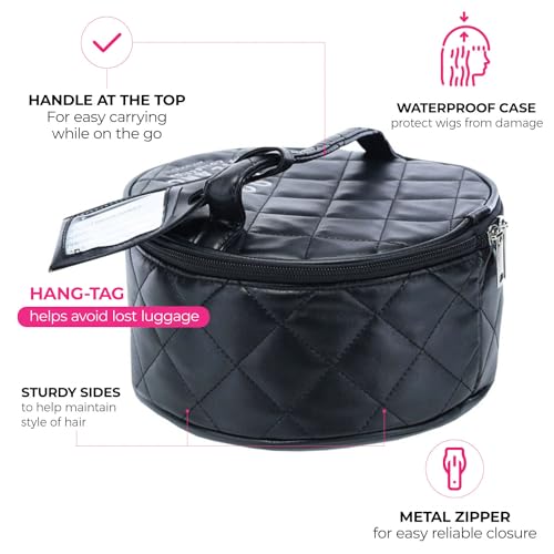 Round Premium Wig Travel Case - Compact & Durable Makeup Box in Black