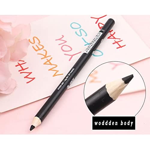 Black Eyeliner Pencil Set - 12 PCs Matte Silky Formulas Waterproof Eye Crayon Liners