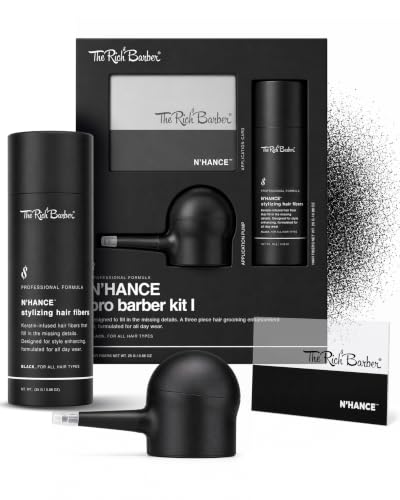 The Rich Barber Pro Kit 1 Black - Hair & Beard Styling Set with Hair Fibers & Applicator