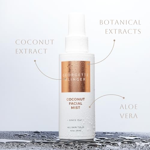 Georgette Klinger Coconut Facial Mist - Hydrating, Long-Lasting Makeup Setting Spray with Moisturizing Antioxidants for Dewy Matte Face, Protects and Plumps Dehydrated Skin - 4.2 oz
