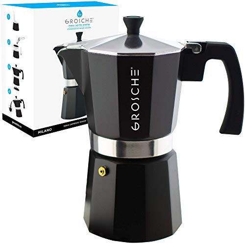 GROSCHE Milano 12-Cup Stovetop Espresso Maker Moka Pot, Black