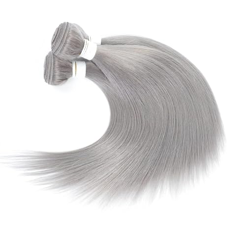 Pure Grey Sliver Human Hair Bundles - Straight Wave Brazilian Extensions 20/22/24 Inch