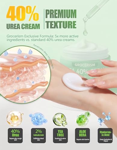 Grocerism Urea Foot Cream 40% with Salicylic Acid - 5.29 oz Pack of 2 for Dry & Callused Feet