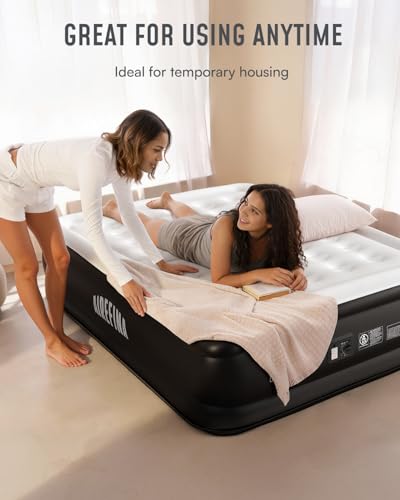Queen Air Mattress with Built-In Pump, 18 Inch, Black, Standard Height