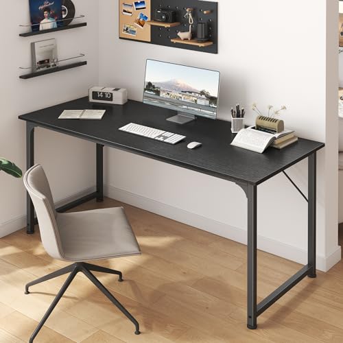 54 Inch Black Computer Desk - Spacious Home Office & Gaming Workstation