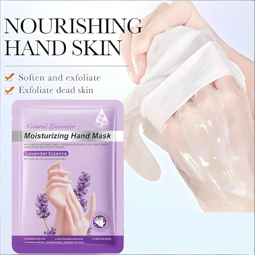 Moisturizing Hand Masks Set - Hydrating Collagen Gloves for Dry Skin, Lavender Scent