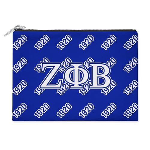 Zeta Phi Beta Sorority Paraphernalia - Official Vendor - Flat Makeup Bag - Accessory Bag - Greek Letters