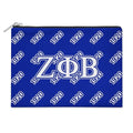 Zeta Phi Beta Sorority Paraphernalia - Official Vendor - Flat Makeup Bag - Accessory Bag - Greek Letters