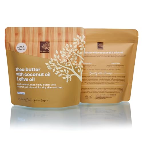 Raw Shea Butter with Coconut & Olive Oil - Vanilla & Coconut Scent. 100% Natural Whipped Ghana Shea Butter for Dry Skin, Hair & Body ? Pure, Handmade, Vegan, Eco-friendly, Skincare - 350g