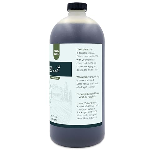 Zatural 100% Pure Neem Seed Oil - Cold Pressed, Undiluted, 32 Fl Oz