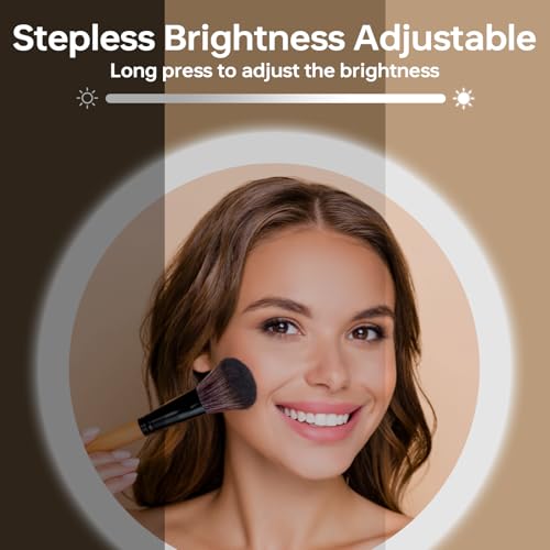 9" Magnifying Mirror with Lights 20X, Height Adjustable Lighted Makeup Mirror with Magnification, 5000mAh Rechargeable Battery, Dimmable, 3 Lighting Colors, Black