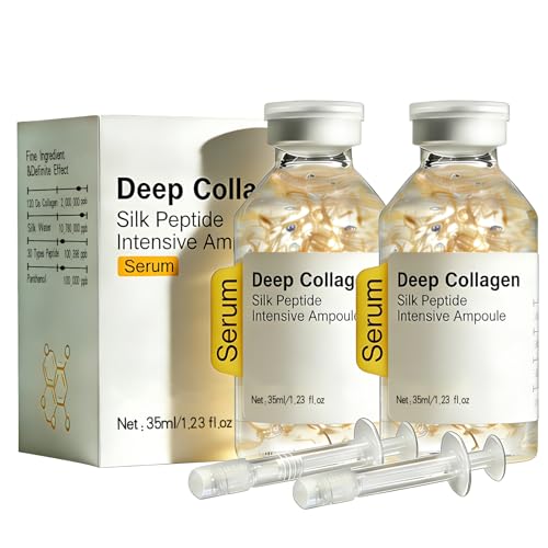 Silk Peptide Lifting Ampoule Set - Collagen Anti Aging Serum with Applicator - Hydrating Essence for Fine Lines & Wrinkles - Topical Use Only (2 Pack70ml)