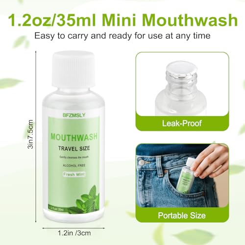 50 Pc TSA-Approved Travel Size Mouthwash - Alcohol-Free Mint Flavor - Leak-Proof Mini Bottles - Variation of THIS listing 50