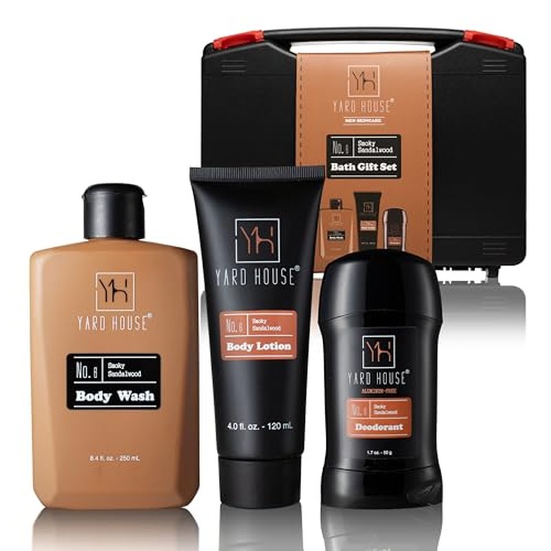 Men¡¯s Bath Gift Set ? Smoky Sandalwood | 4-Piece Grooming Kit with Body Wash, Body Lotion & Deodorant in Travel Toolbox Case ? Perfect for Father¡¯s Day, Christmas, Birthdays & Holidays