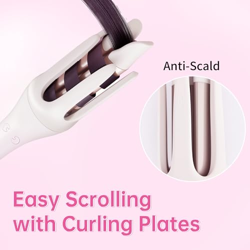 Automatic Curling Iron with 3 Temperature Settings, Fast Heating, Anti-Scald & Tangle-Free, Travel-Friendly Hair Curler