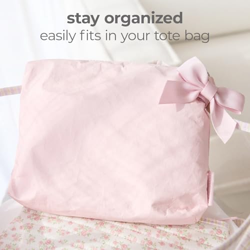 Crinkle Makeup Bag with Iridescent Soap Bubble Design - Ballet Pink