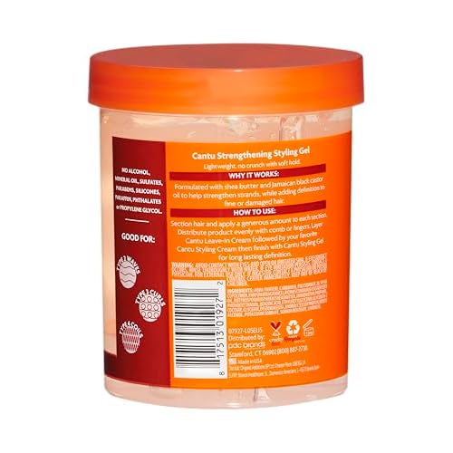 Cantu shea butter maximum hold strengthening styling gel with jamiaican black castor oil, 18.5 Ounce