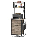 Grey 49-Inch Tall File Cabinet with Charging Station, 3 Drawers & Storage