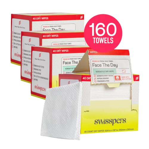 Cotton Facial Wipes - 100% Pure Cotton, 40 Pack, Travel & Daily Use