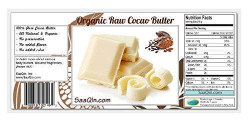 Organic Cocoa Butter 8oz - Pure Raw Unprocessed Body Lotion Lip Balm