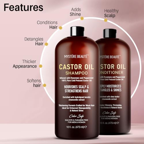 Castor Oil Shampoo & Conditioner Set with Keratin - 16 oz Each | THIS LISTING VARIATION