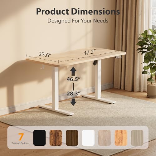 Cubiker Maple 48x24 Inch Electric Standing Desk - Adjustable Home Office Workstation