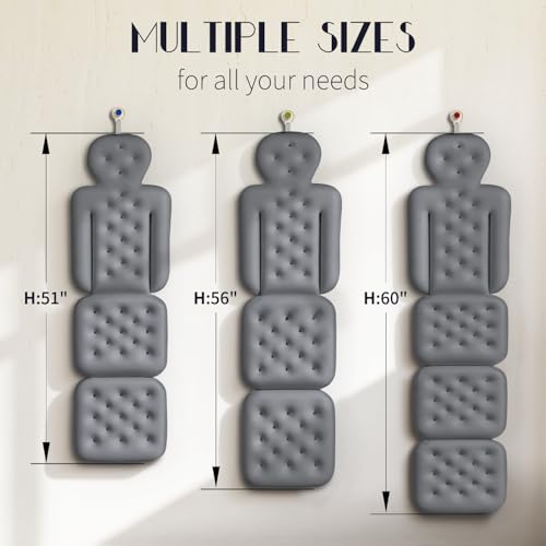 Full Body Bath Pillow for Bathtub, Thick Bathtub Cushion with Laundry Bag, Luxury Tub Pillow for Bath for Headrest Neck and Back Support Gray 51" x 16"