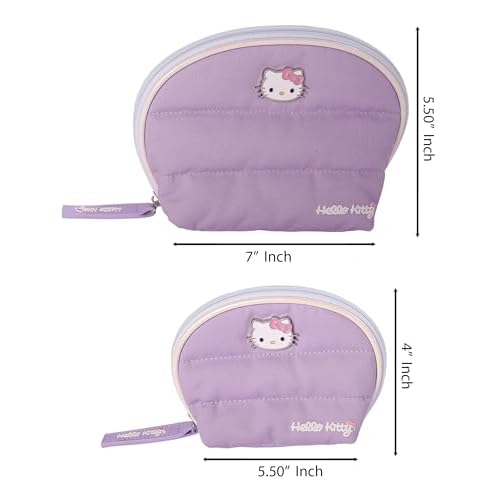 SALLY ROSE Sanrio Hello Kitty Makeup Bag Set Official License, Quilted Dome Cosmetic Travel Bags, Cute Make Up Bags