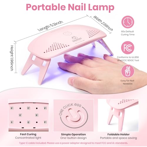 Beetles Ethereal Glow HEMA-Free Gel Nail Kit with UV Light - 6 Color Set